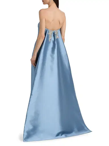 Amsale Women's Strapless Satin Embellished-Train Gown | Thumbnail 5 Amsale Women's Strapless Satin Embellished-Train Gown | Thumbnail 5