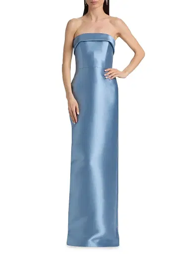 Amsale Women's Strapless Satin Embellished-Train Gown | Thumbnail 6 Amsale Women's Strapless Satin Embellished-Train Gown | Thumbnail 6