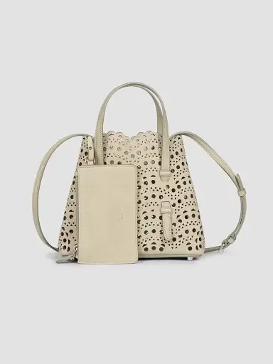 Alaïa Women's Mina 20 Wave Perforated Suede Top Handle Bag - Light Green | Thumbnail 3