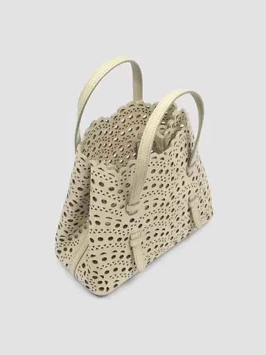 Alaïa Women's Mina 20 Wave Perforated Suede Top Handle Bag - Light Green | Thumbnail 4