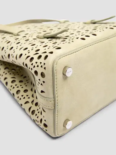 Alaïa Women's Mina 20 Wave Perforated Suede Top Handle Bag - Light Green | Thumbnail 5