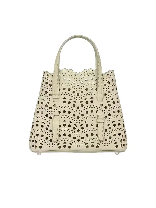 ALAIA Women's Mina 20 Wave Perforated Suede Top Handle Bag - Light Green