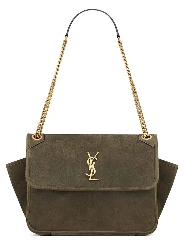 Saint Laurent Women's Niki Tripouch Shoulder Bag in Suede - Light Musk