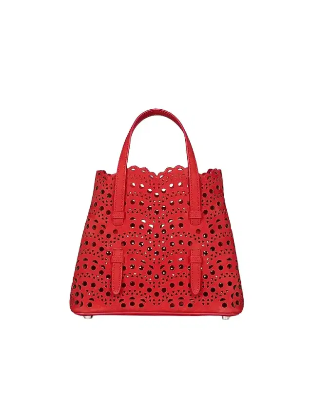 ALAIA Women's Mina 20 Wave Perforated Suede Top Handle Bag - Red