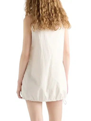 Prada Women's Sleeveless Technical Pongé Mini-Dress - White | Thumbnail 4 Prada Women's Sleeveless Technical Pongé Mini-Dress - White | Thumbnail 4