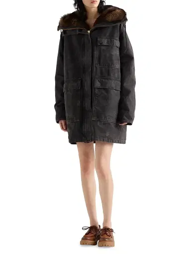 Prada Women's Canvas Coat - Black | Thumbnail 2 Prada Women's Canvas Coat - Black | Thumbnail 2