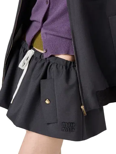 Miu Miu Women's Bonded Kid Mohair Miniskirt - Grey | Thumbnail 3