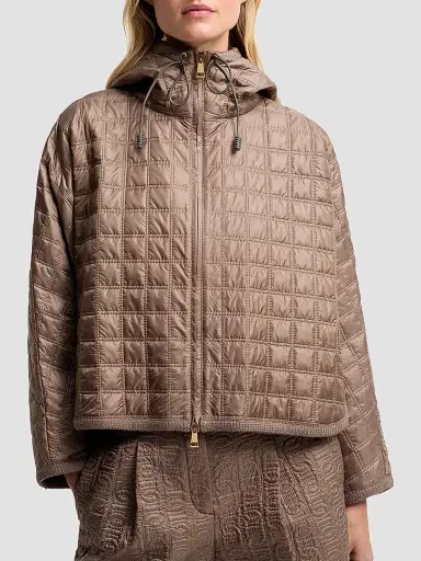 Moncler Women's Down-Filled Cape with Hood - Brown | Thumbnail 2 Moncler Women's Down-Filled Cape with Hood - Brown | Thumbnail 2