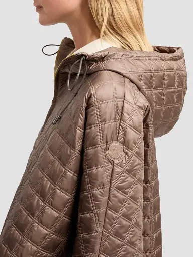 Moncler Women's Down-Filled Cape with Hood - Brown | Thumbnail 4 Moncler Women's Down-Filled Cape with Hood - Brown | Thumbnail 4