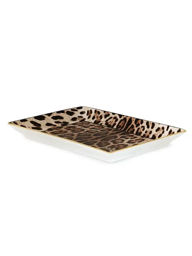Dolce & Gabbana Leopard Rectangular Porcelain Trinket Tray