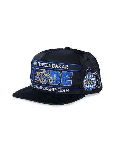 Rhude Men's Chrono Logo-Embroidered Trucker Hat - Black Blue Gold | Thumbnail 1