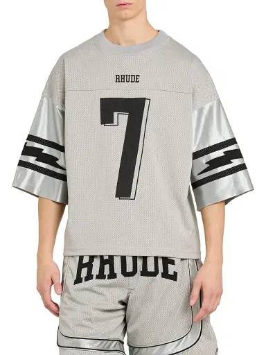 Rhude Men's Lightning Football Jersey Tee - Grey Silver | Thumbnail 3 Rhude Men's Lightning Football Jersey Tee - Grey Silver | Thumbnail 3