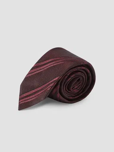 Brunello Cucinelli Men's Textured Striped Silk Tie - Burgundy | Thumbnail 2