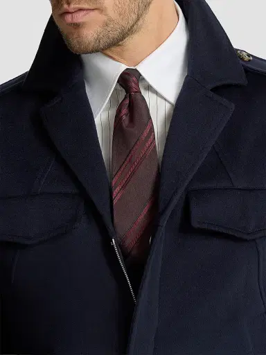 Brunello Cucinelli Men's Textured Striped Silk Tie - Burgundy | Thumbnail 3