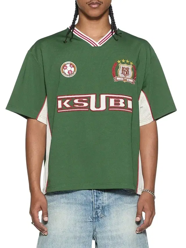 Men's Jersey-Printed V-Neck T-Shirt - Green