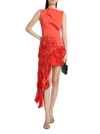 ACLER Women's Forever Young Aberleigh Organza-Drape Minidress - Chilli - Size 10 | Thumbnail 3