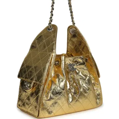 Chanel Chanel Small 25 Hobo Bag Gold Metallic Calfskin Silver Hardware | Thumbnail 2