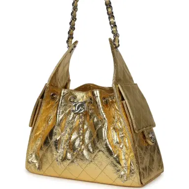 Chanel Chanel Small 25 Hobo Bag Gold Metallic Calfskin Silver Hardware | Thumbnail 5