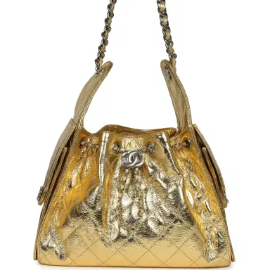 Chanel Chanel Small 25 Hobo Bag Gold Metallic Calfskin Silver Hardware | Thumbnail 1