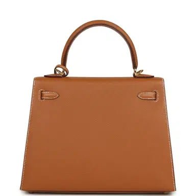 HERMÈS Hermes Kelly Sellier 25 Gold Epsom Gold Hardware | Thumbnail 4