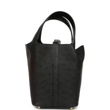 HERMÈS Hermes Picotin Lock 18 Black Ostrich Gold Hardware | Thumbnail 4