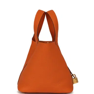 HERMÈS Hermes Picotin Lock 18 Orange Clemence Gold Hardware | Thumbnail 3 HERMÈS Hermes Picotin Lock 18 Orange Clemence Gold Hardware | Thumbnail 3