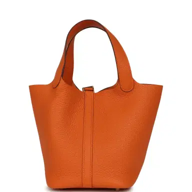 HERMÈS Hermes Picotin Lock 18 Orange Clemence Gold Hardware | Thumbnail 4 HERMÈS Hermes Picotin Lock 18 Orange Clemence Gold Hardware | Thumbnail 4