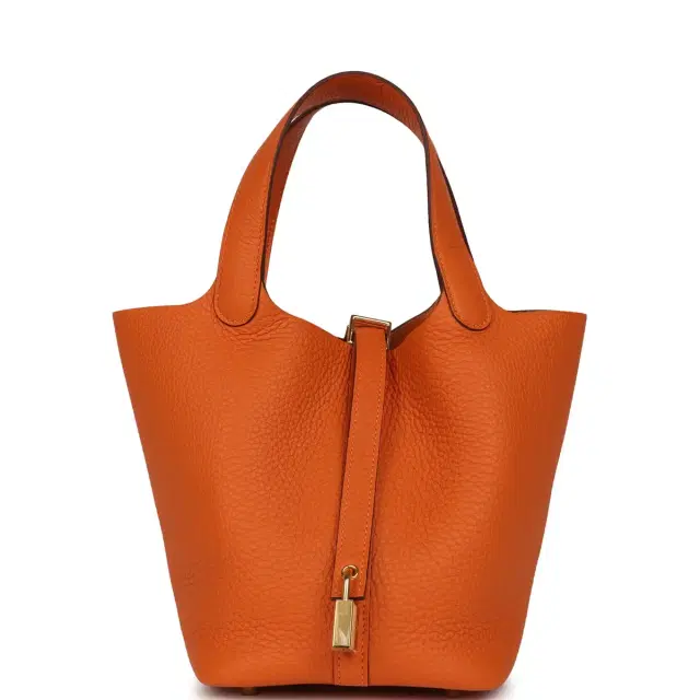 hermes Hermes Picotin Lock 18 Orange Clemence Gold Hardware