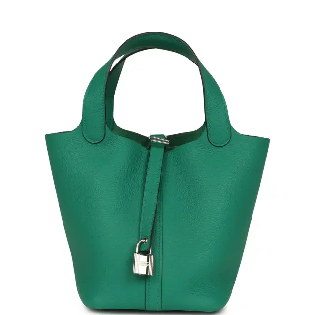 hermes Pre-owned Hermes Picotin Lock 18 Vert Jade Clemence Palladium Hardware