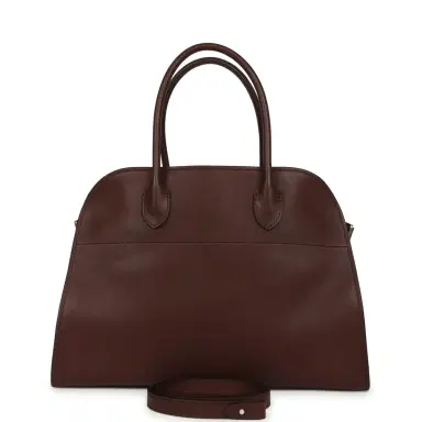 The Row The Row Soft Margaux 12 Bag New Burgundy Saddle Leather Silver Hardware | Thumbnail 1 The Row The Row Soft Margaux 12 Bag New Burgundy Saddle Leather Silver Hardware | Thumbnail 1