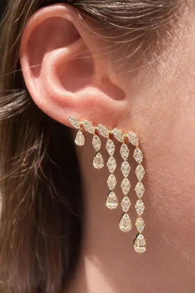 Wish Fine Jewelry 3.50ct Diamond 14K Gold Cascade Earrings | Thumbnail 2