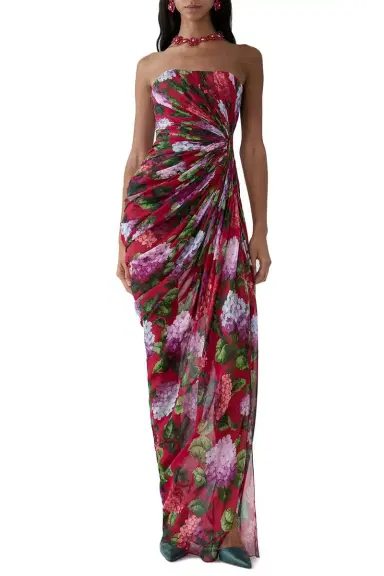Carolina Herrera Strapless Draped Gown | Thumbnail 2