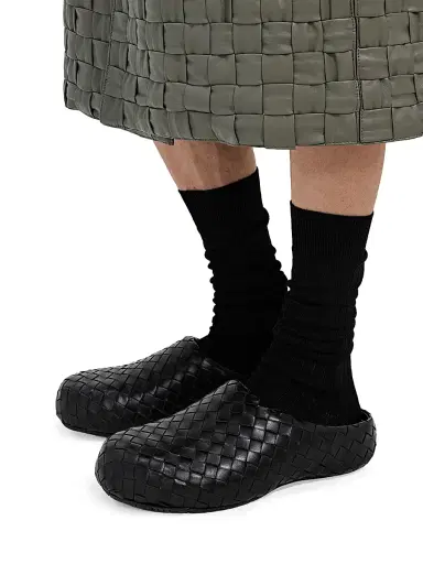 Bottega Veneta Men's Intrecciato Leather Clog Mules - Black - Size 7 | Thumbnail 2