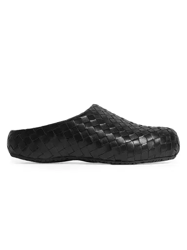 Bottega Veneta Men's Intrecciato Leather Clog Mules - Black - Size 7 | Thumbnail 1