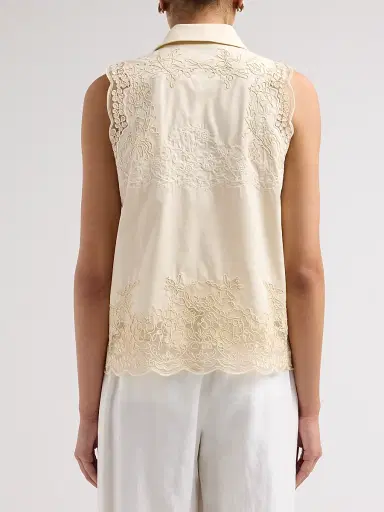 Elie Tahari Women's July The Ivy Embroidered Cotton Lace Blouse - Champagne - Size XL | Thumbnail 3 Elie Tahari Women's July The Ivy Embroidered Cotton Lace Blouse - Champagne - Size XL | Thumbnail 3