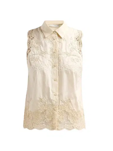Elie Tahari Women's July The Ivy Embroidered Cotton Lace Blouse - Champagne - Size XL | Thumbnail 1 Elie Tahari Women's July The Ivy Embroidered Cotton Lace Blouse - Champagne - Size XL | Thumbnail 1
