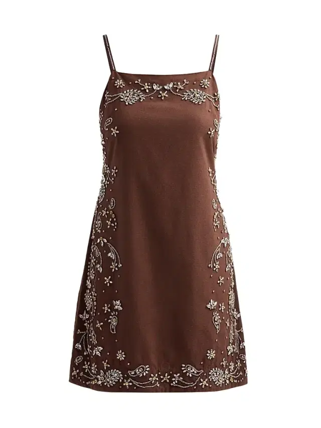 Women's Willow Beaded Shift Mini Dress - Falcon Brown