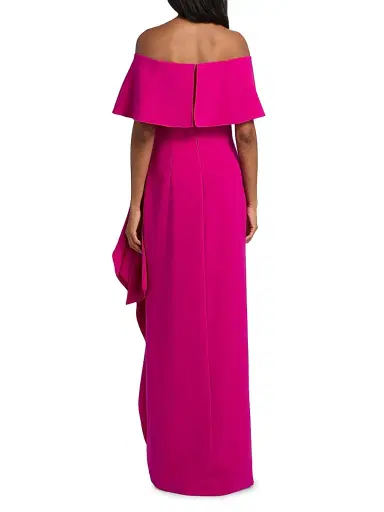 Teri Jon by Rickie Freeman Women's Ruffled Bow-Detail Off-the-Shoulder Gown | Thumbnail 5 Teri Jon by Rickie Freeman Women's Ruffled Bow-Detail Off-the-Shoulder Gown | Thumbnail 5