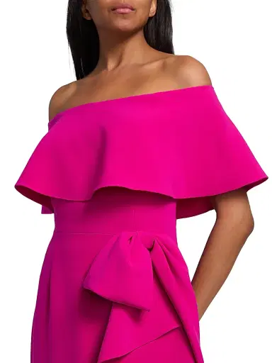 Teri Jon by Rickie Freeman Women's Ruffled Bow-Detail Off-the-Shoulder Gown | Thumbnail 6 Teri Jon by Rickie Freeman Women's Ruffled Bow-Detail Off-the-Shoulder Gown | Thumbnail 6
