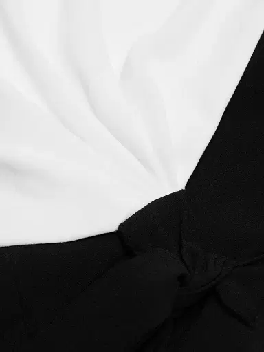 Teri Jon by Rickie Freeman Women's Colorblocked Wrap Sheath Knee-Length Dress - Black White | Thumbnail 7 Teri Jon by Rickie Freeman Women's Colorblocked Wrap Sheath Knee-Length Dress - Black White | Thumbnail 7