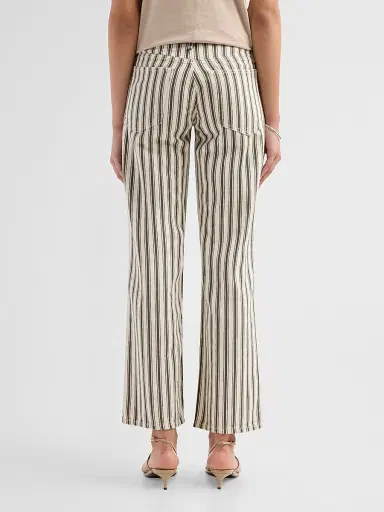 rag & bone Women's Striped Cotton-Linen Straight-Leg Jeans - Forest Green Stripe - Size 29 | Thumbnail 3