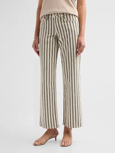 rag & bone Women's Striped Cotton-Linen Straight-Leg Jeans - Forest Green Stripe - Size 29 | Thumbnail 4
