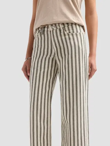 rag & bone Women's Striped Cotton-Linen Straight-Leg Jeans - Forest Green Stripe - Size 29 | Thumbnail 5