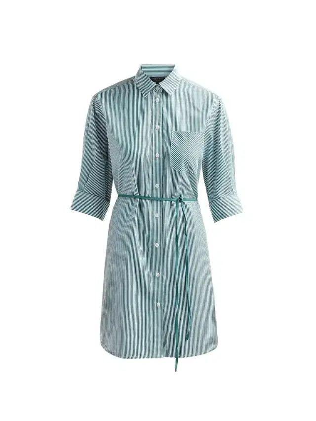 Women's Lucia Striped Cotton Mini-Shirtdress - Teal Stripe