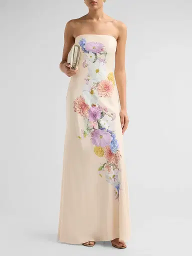 As It May Women's Vionne Floral Crepe Strapless Gown - Garden Of Dahlias - Size XXL | Thumbnail 2