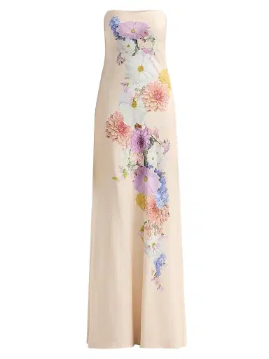 As It May Women's Vionne Floral Crepe Strapless Gown - Garden Of Dahlias - Size XXL | Thumbnail 1