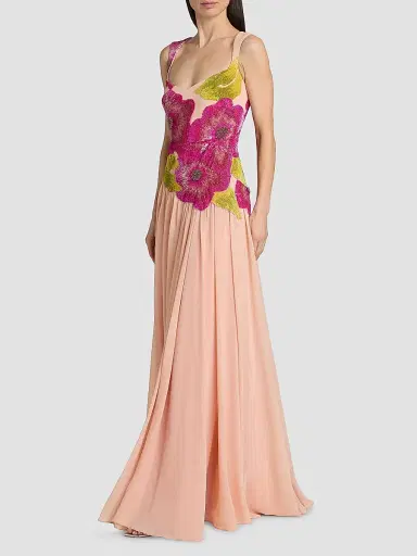 THEIA Women's Sandie Floral-Embroidered Gown - Powder Blush - Size 16 | Thumbnail 2