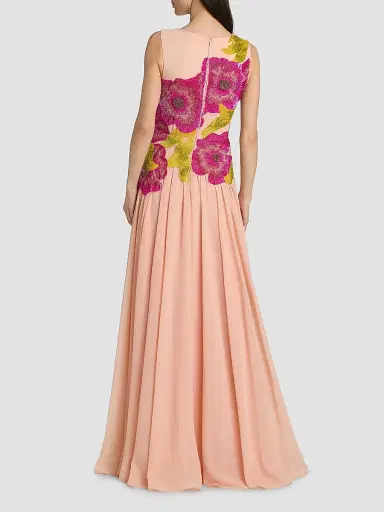 THEIA Women's Sandie Floral-Embroidered Gown - Powder Blush - Size 16 | Thumbnail 5