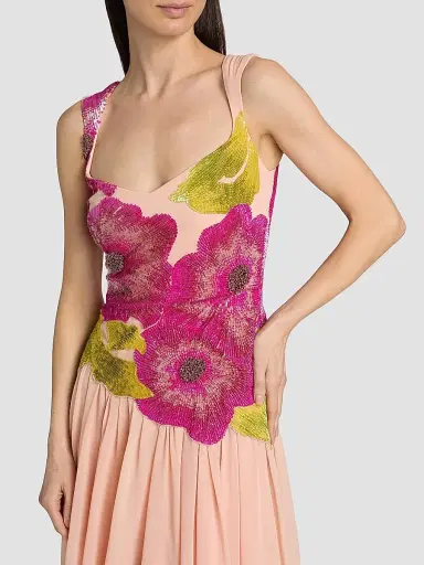 THEIA Women's Sandie Floral-Embroidered Gown - Powder Blush - Size 16 | Thumbnail 6