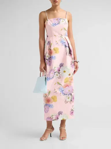 As It May Women's Teva Floral Faille Column Maxi Dress | Thumbnail 2